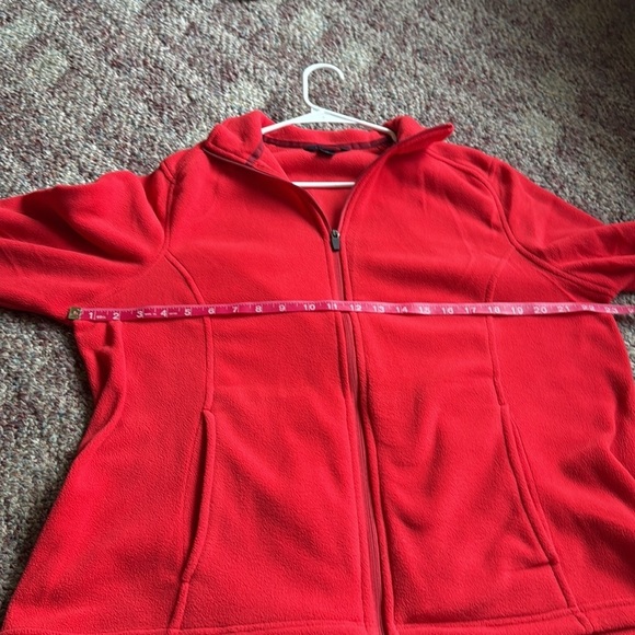 Lands' End Vibrant Red Polartec Fleece Jacket Zip up Jacket size XL / 18 - Picture 5 of 6